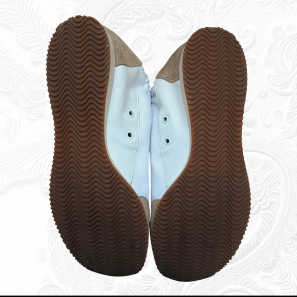 Tory Burch Cerbiatto Suede Leather Nylon Ivory/Tan Sneakers Size 7 - Picture 12 of 13